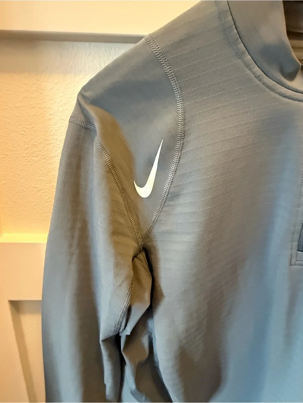 Nike Gray Half-Zip Training Top with White Swoosh